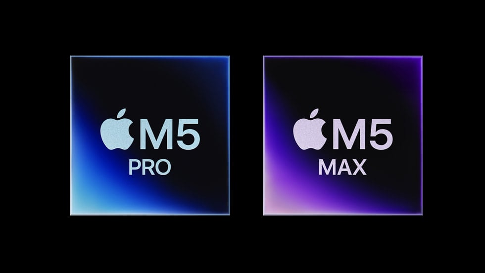 Apple M5 Pro and M5 Max chip die art, the generation before the AI-focused M7 chip announced for 2027