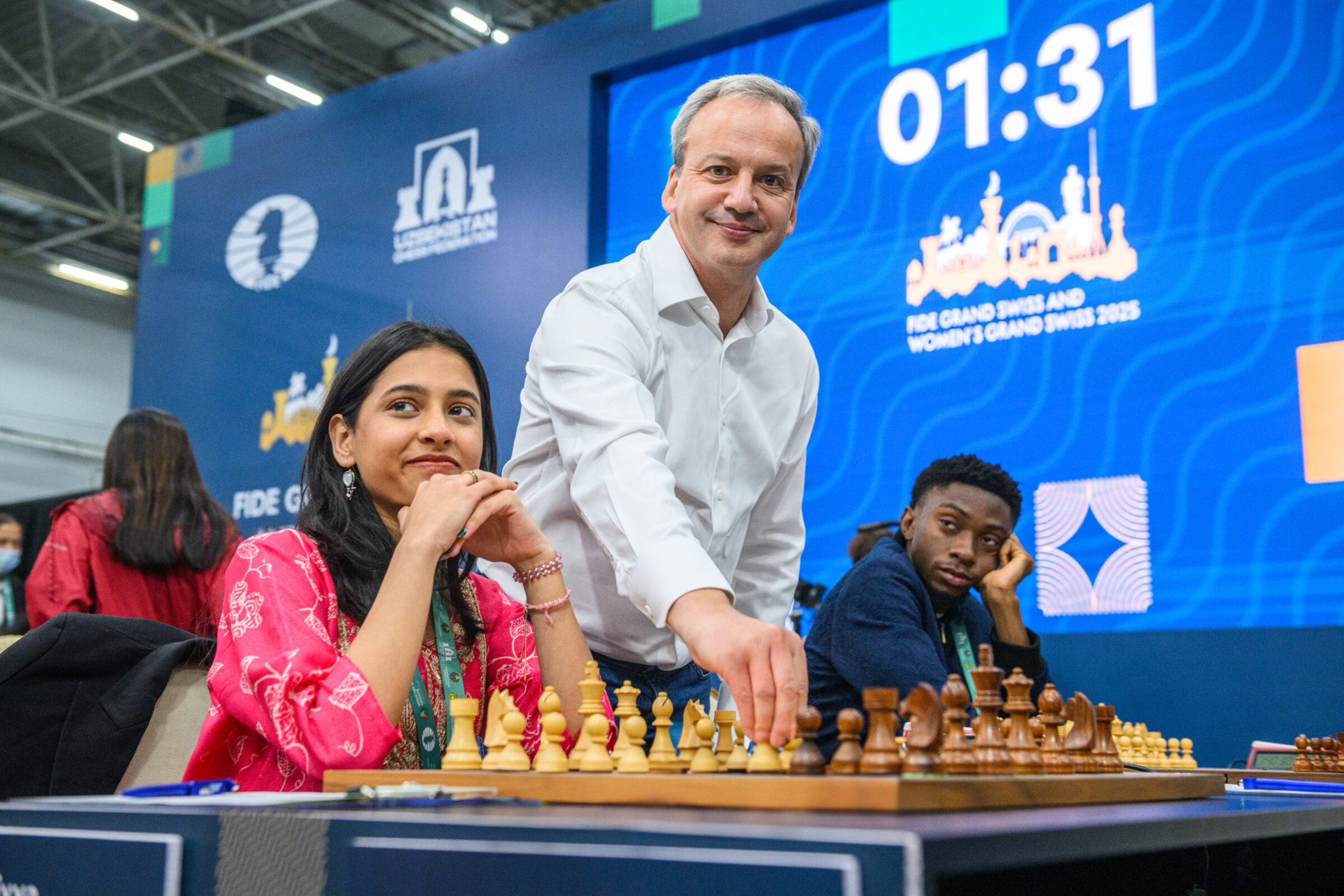 FIDE President Arkady Dvorkovich at a chess federation event in Samarkand 2025