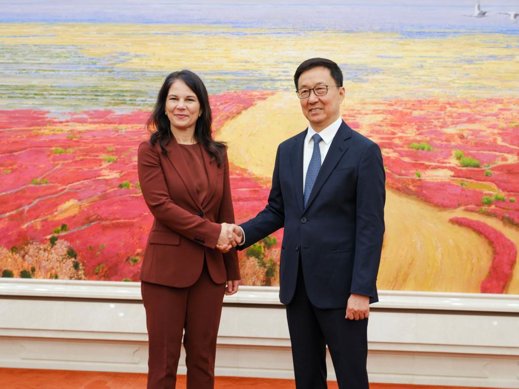 Annalena Baerbock, UNGA president, meets Chinese Vice President Han Zheng in Beijing, April 2026
