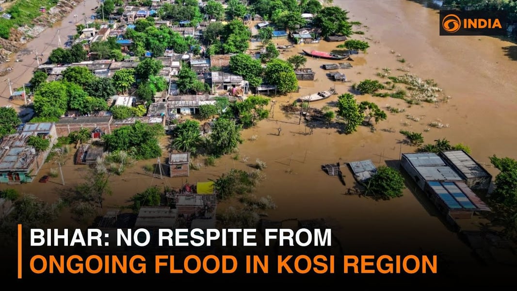 Flooded areas in Bihar Kosi region as monsoon rains swell rivers beyond capacity