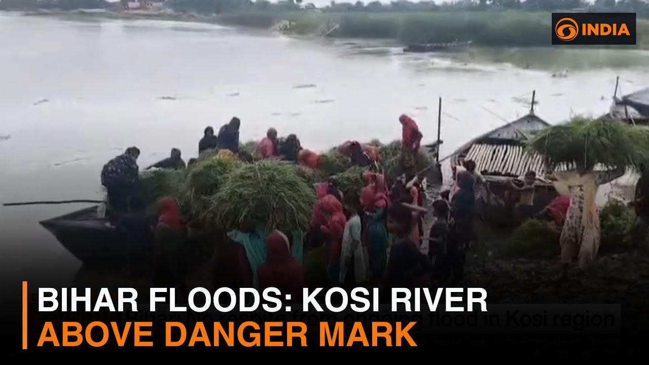 Floodwaters from the Kosi river inundating villages in Bihar northern plains
