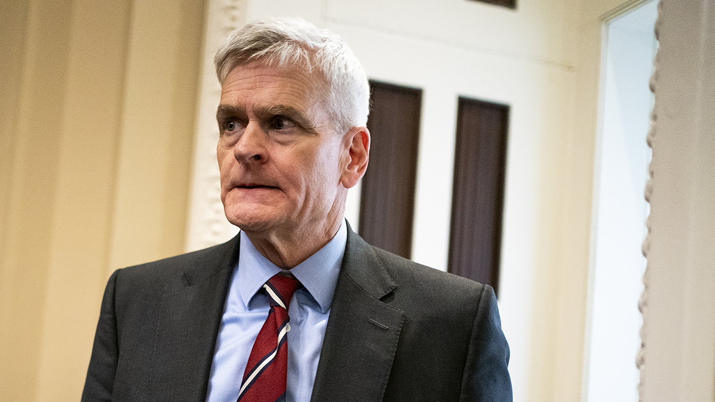 Sen. Bill Cassidy of Louisiana during the Senate vote on the anti-weaponization fund amendment