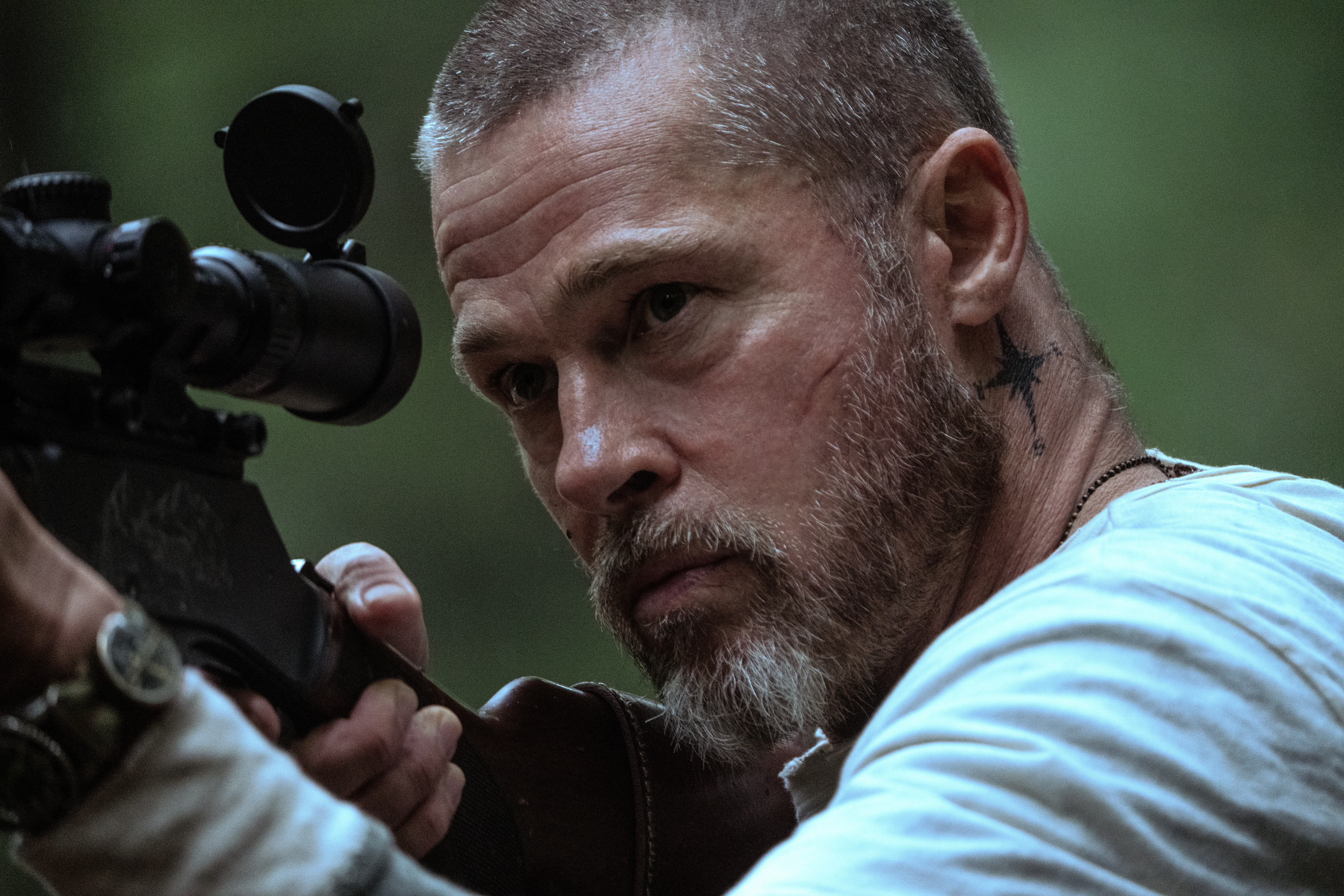 Brad Pitt as James Belmont in Heart of the Beast, the David Ayer survival thriller opening September 25