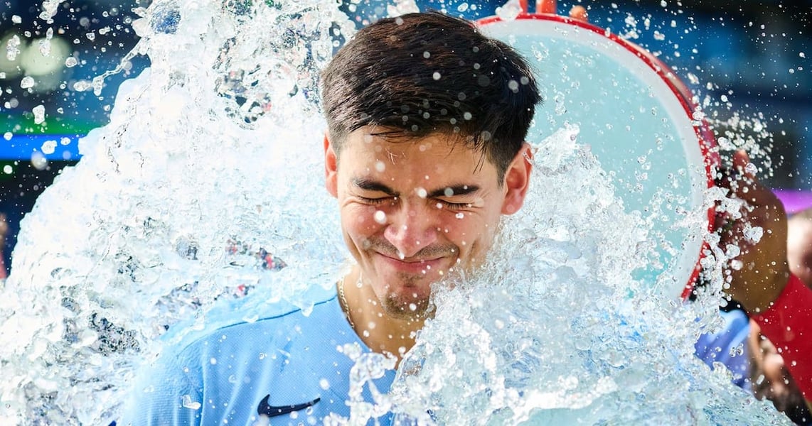Brandon Valenzuela doused in celebration after Toronto Blue Jays beat Baltimore Orioles at Rogers Centre
