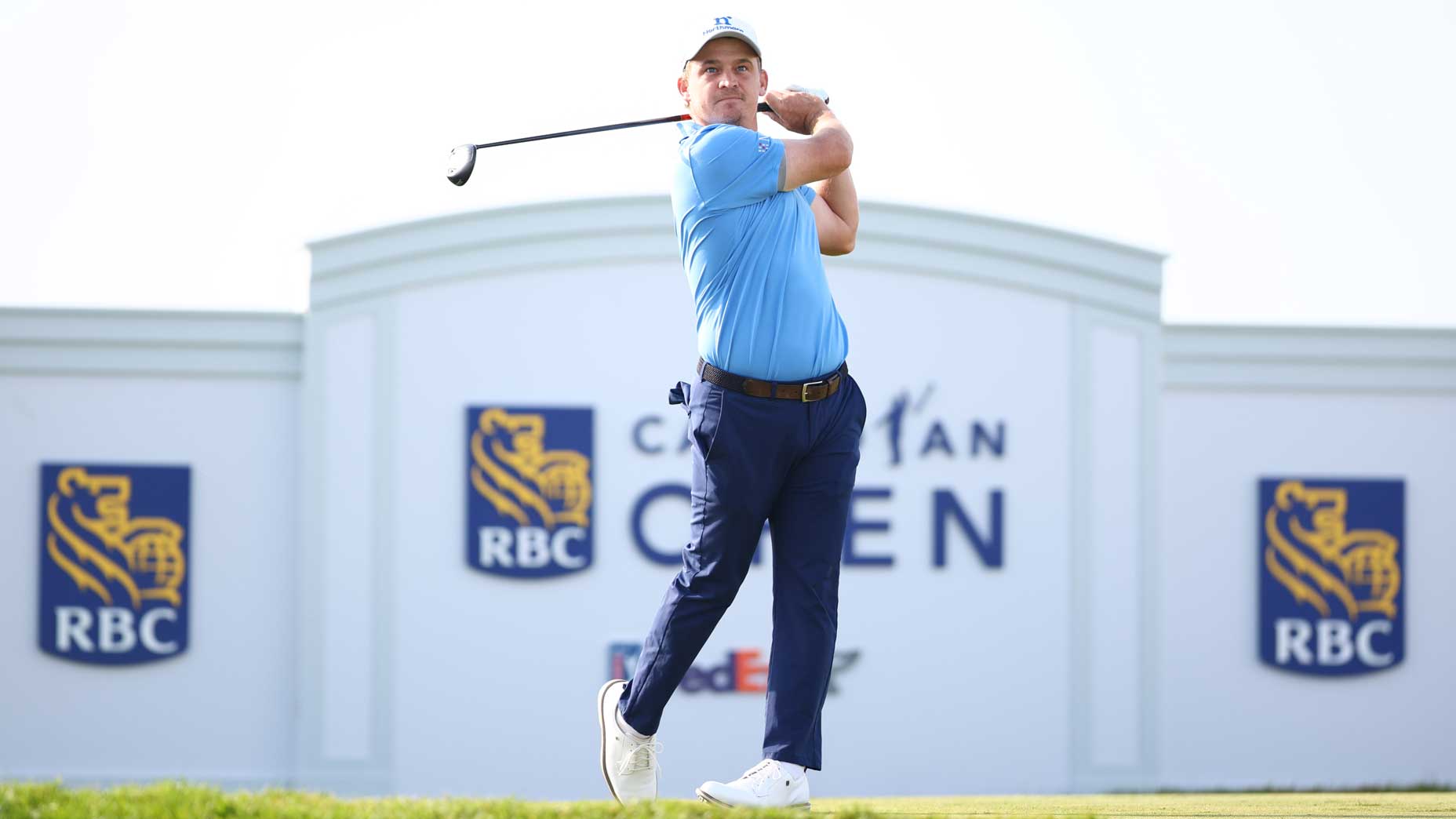 Bud Cauley reacts to chip-in birdie on the 12th hole during the final round of the 2026 RBC Canadian Open