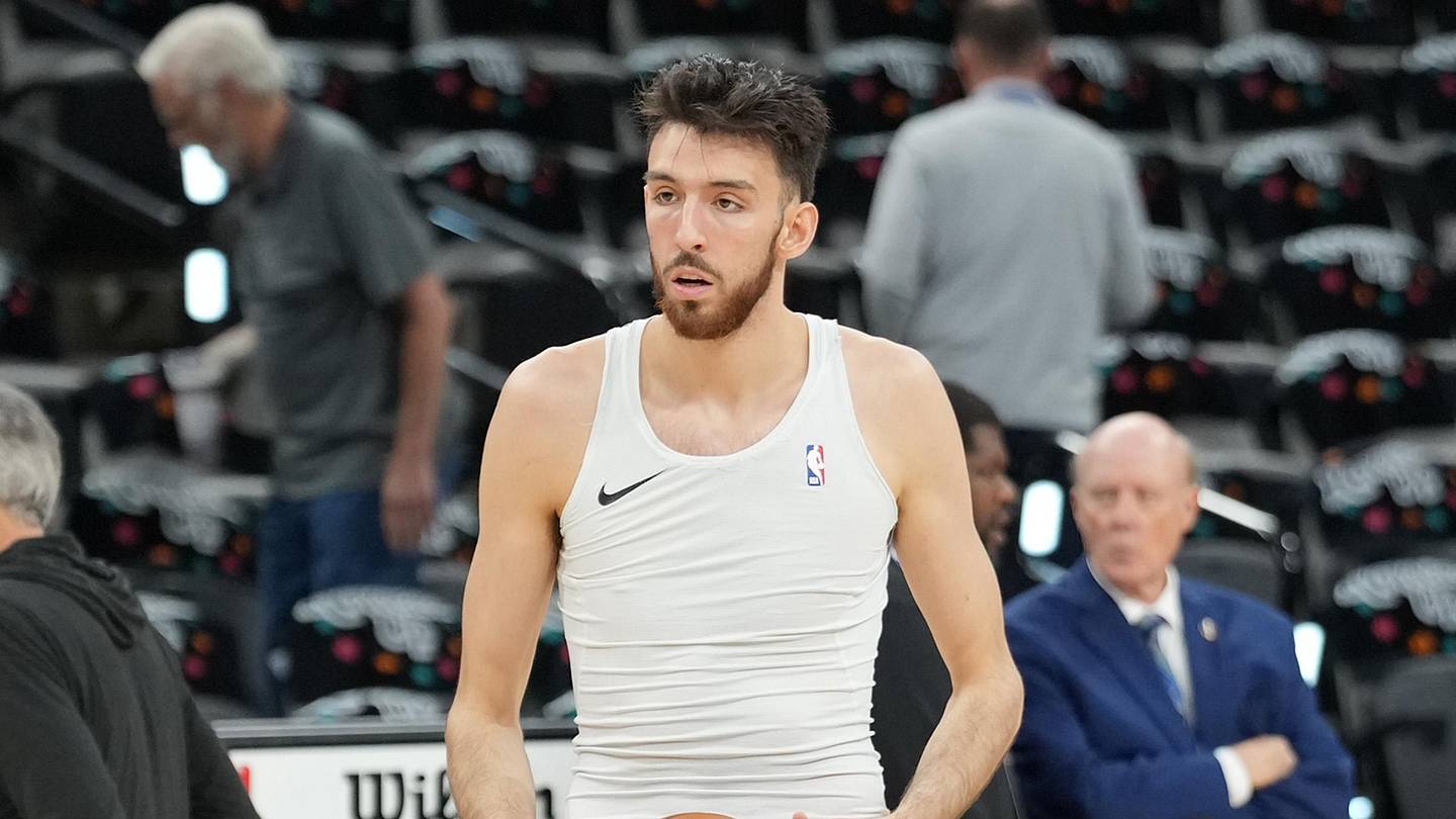 Chet Holmgren Oklahoma City Thunder center practices before Western Conference Finals Game 6 in San Antonio 2026