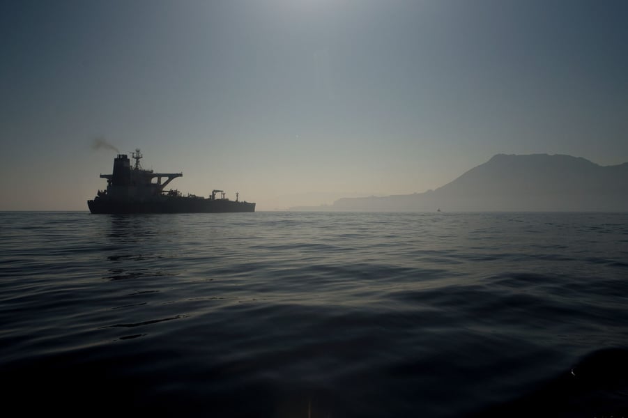 A crude oil tanker transiting the Strait of Hormuz amid ongoing shipping disruptions in 2026