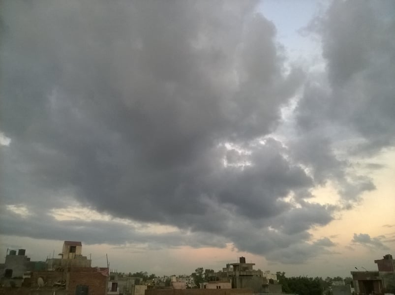 Heavy storm clouds gathering near Najafgarh on Delhi's southwestern edge