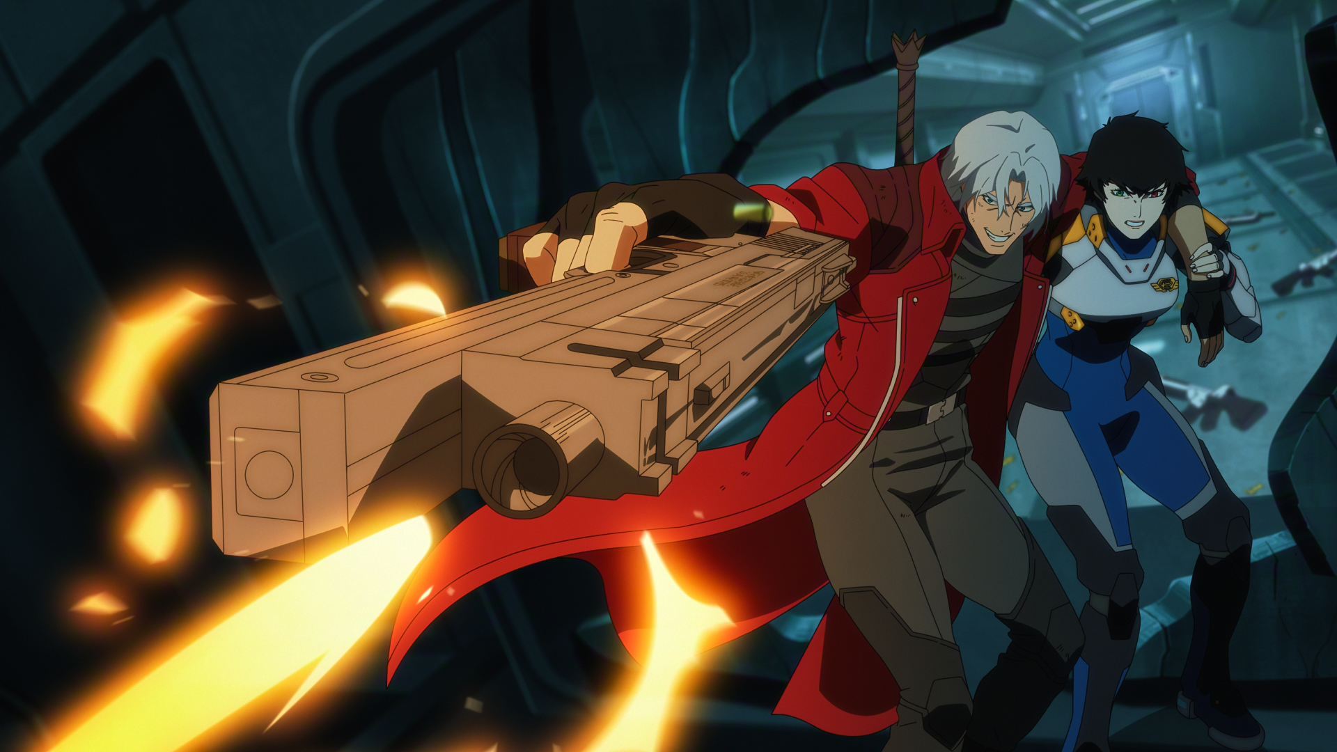 Johnny Yong Bosch as Dante and Scout Taylor-Compton as Lady in Devil May Cry Season 2 on Netflix
