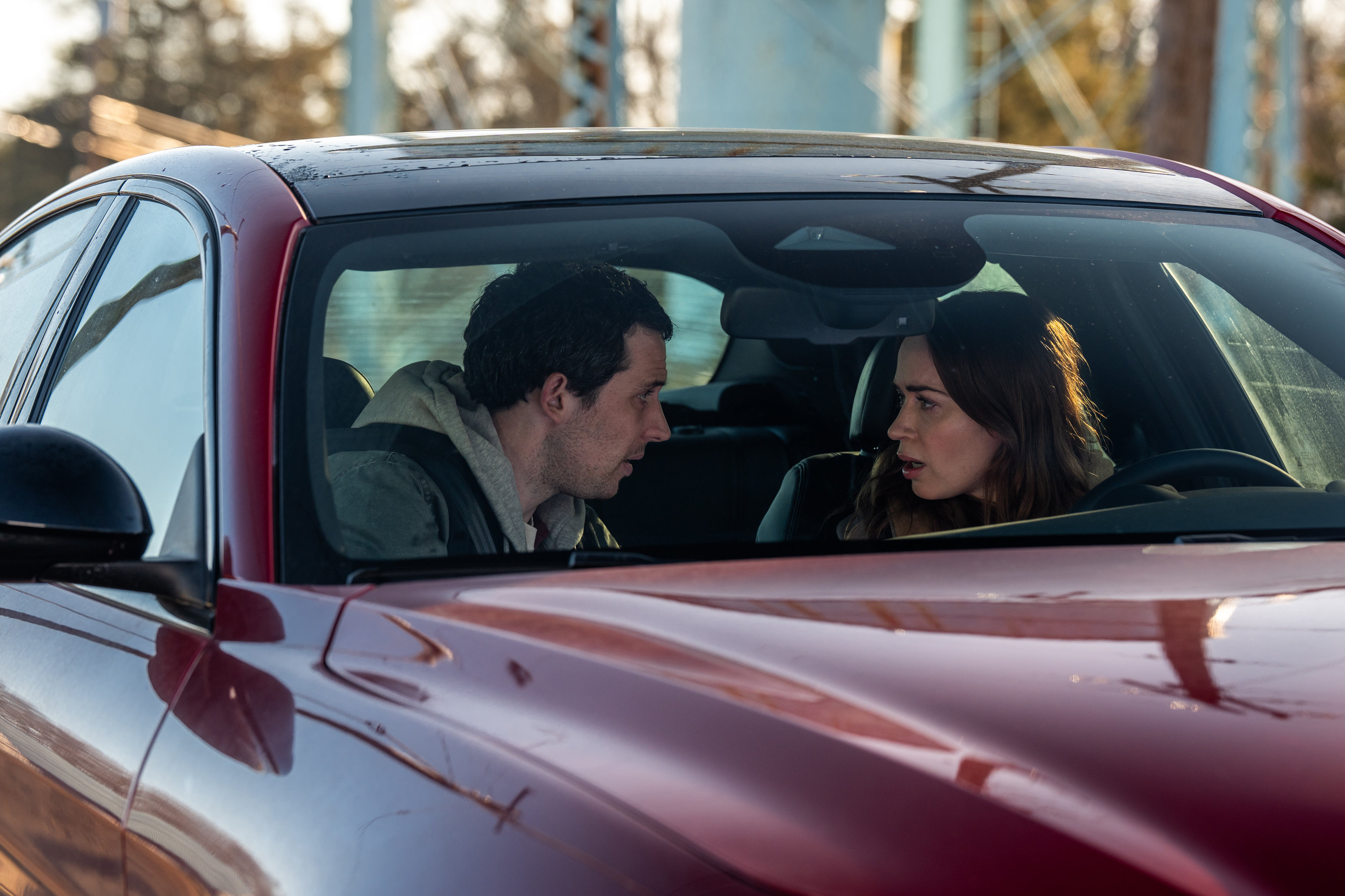 Josh O'Connor and Emily Blunt in Disclosure Day directed by Steven Spielberg