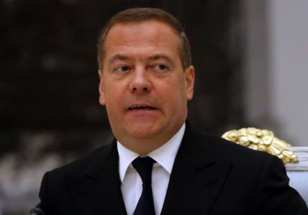 Dmitry Medvedev at a Kremlin meeting, Russian Security Council Deputy Chairman