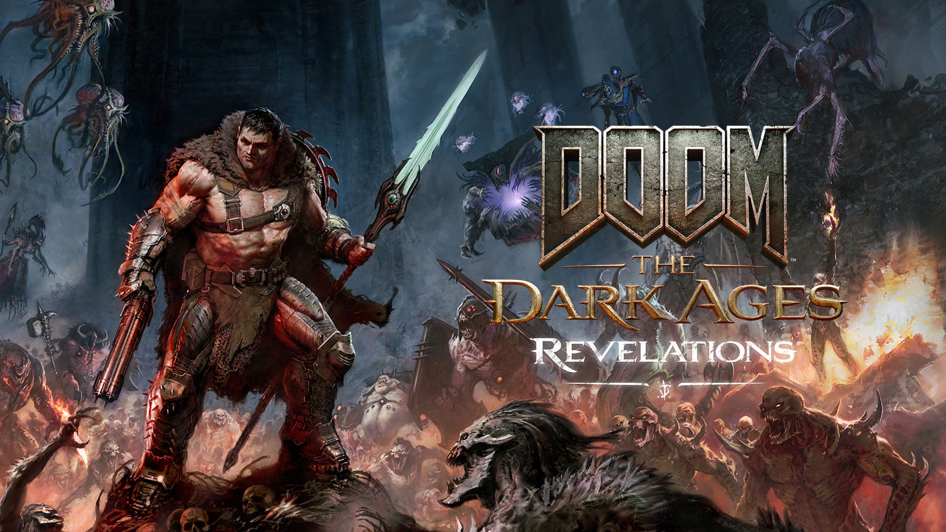 DOOM The Dark Ages Revelations DLC key art featuring the Slayer with Chain Spear