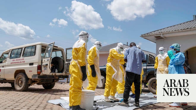 Response teams in protective suits handle Ebola suspected case in Bunia eastern DRC during the 2026 Bundibugyo outbreak