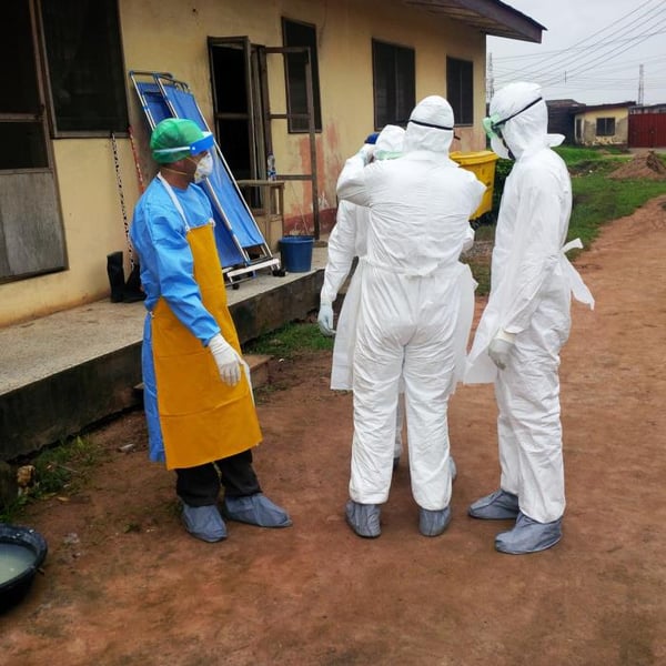 Health worker in personal protective equipment during Ebola outbreak response