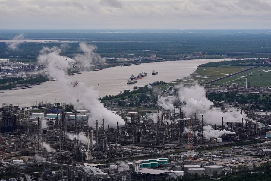 An industrial refinery, the kind of polluting facility around which the EPA's environmental justice block grants were designed to deliver pollution-reduction funding