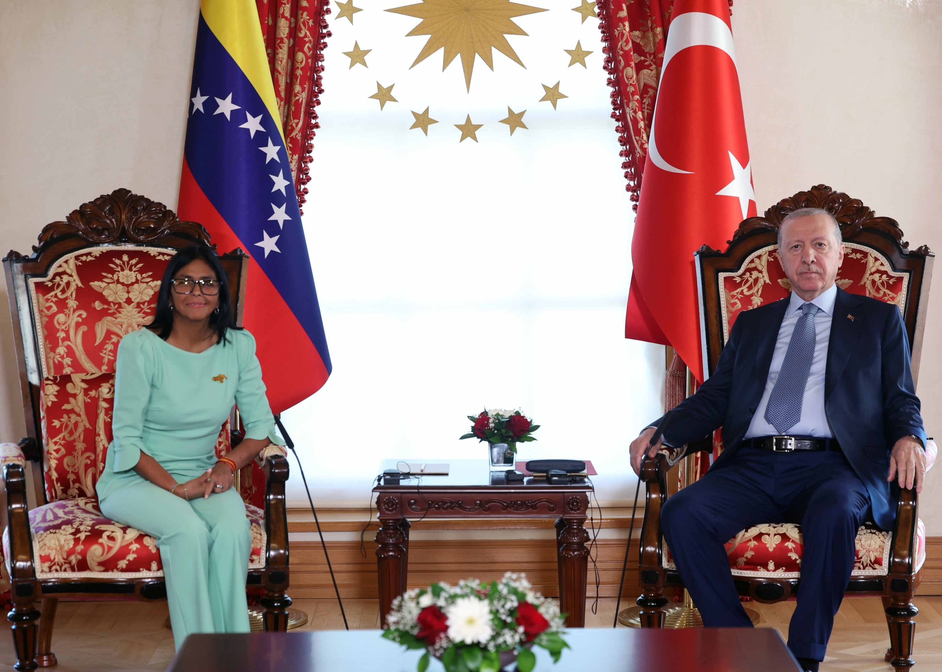 Turkish President Recep Tayyip Erdogan meets Venezuela's acting President Delcy Rodriguez in Istanbul