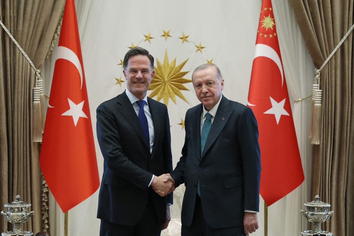 Turkish President Erdogan with NATO Secretary General Rutte at the Presidential Complex in Ankara