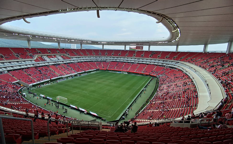 The Estadio Akron in Guadalajara, where empty premium seats marked the South Korea vs Czech Republic World Cup match