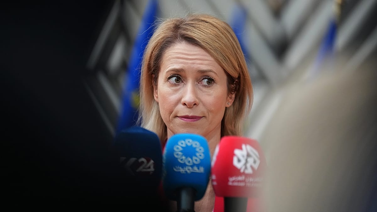 EU High Representative Kaja Kallas at Brussels foreign affairs council meeting on Russia dialogue