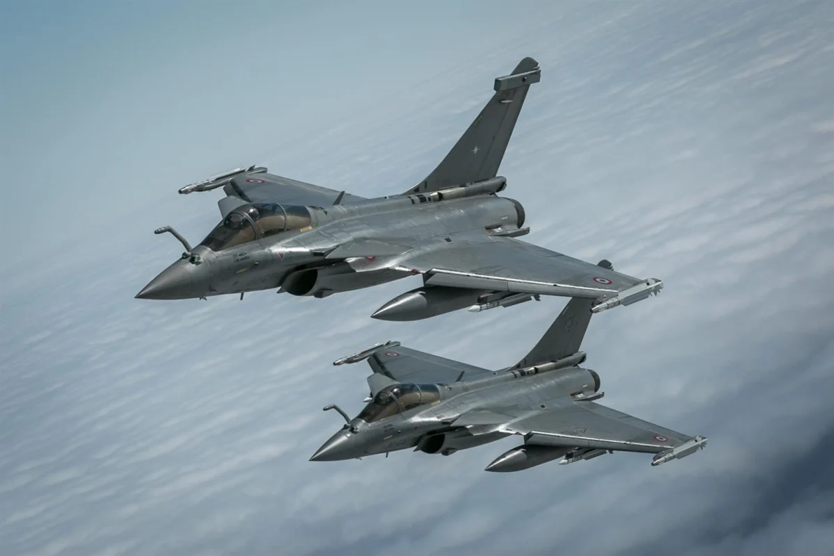 French Air and Space Force Rafale fighter jet over Siauliai Air Base during NATO Baltic Air Policing mission