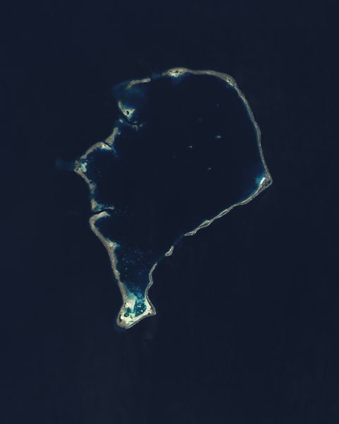 NASA Landsat 8 satellite image of Funafuti Atoll in Tuvalu, a Pacific island nation at the front line of climate-driven sea-level rise