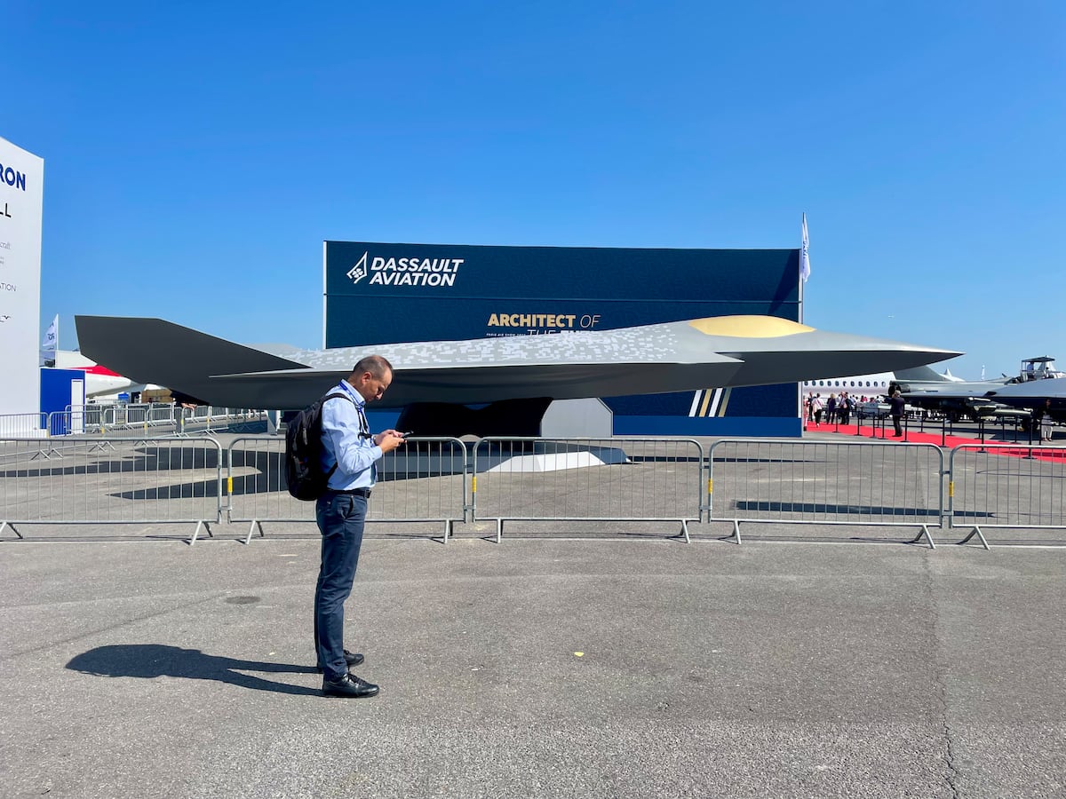 FCAS aircraft mock-up at the Paris Air Show 2025, Dassault Aviation stand