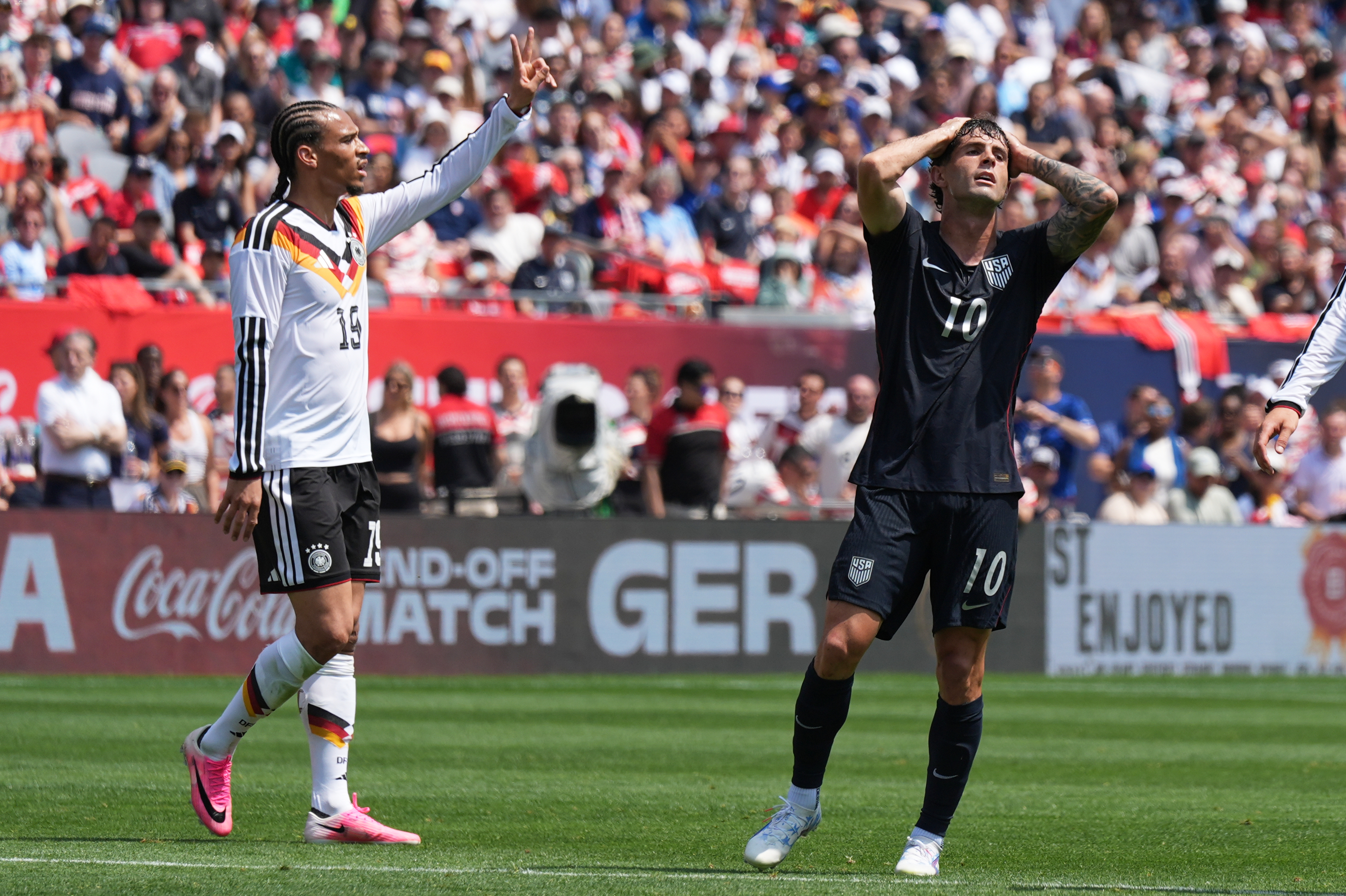 Antonee Robinson of the United States celebrates after scoring against Germany at Soldier Field, Chicago, June 6, 2026
