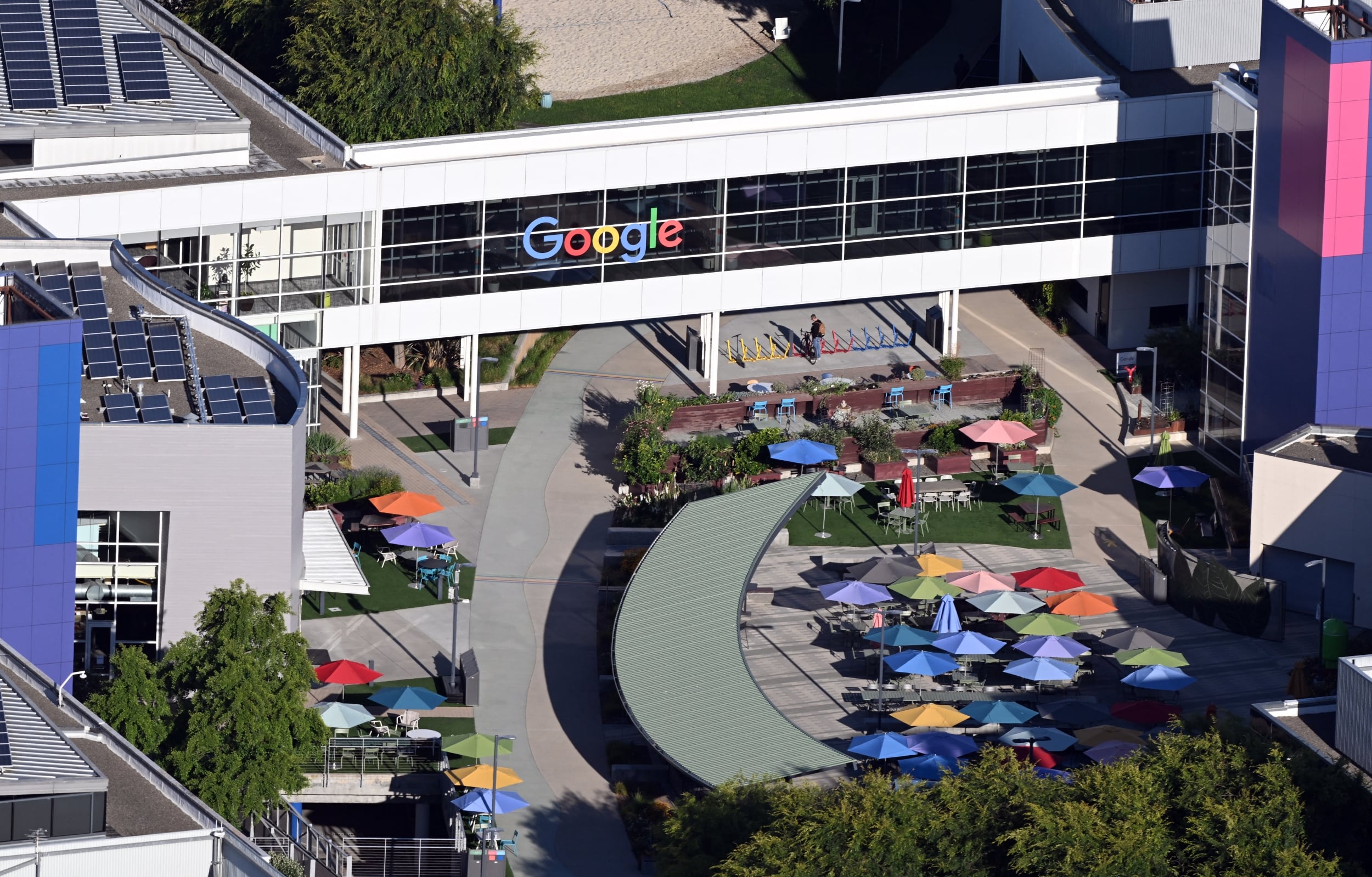 Google headquarters signage reflecting the company's AI infrastructure expansion in 2026