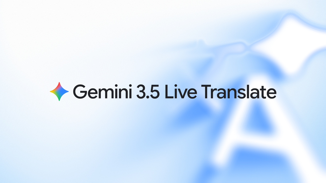 Gemini 3.5 Live Translate branding showing real-time speech-to-speech translation across 70 languages