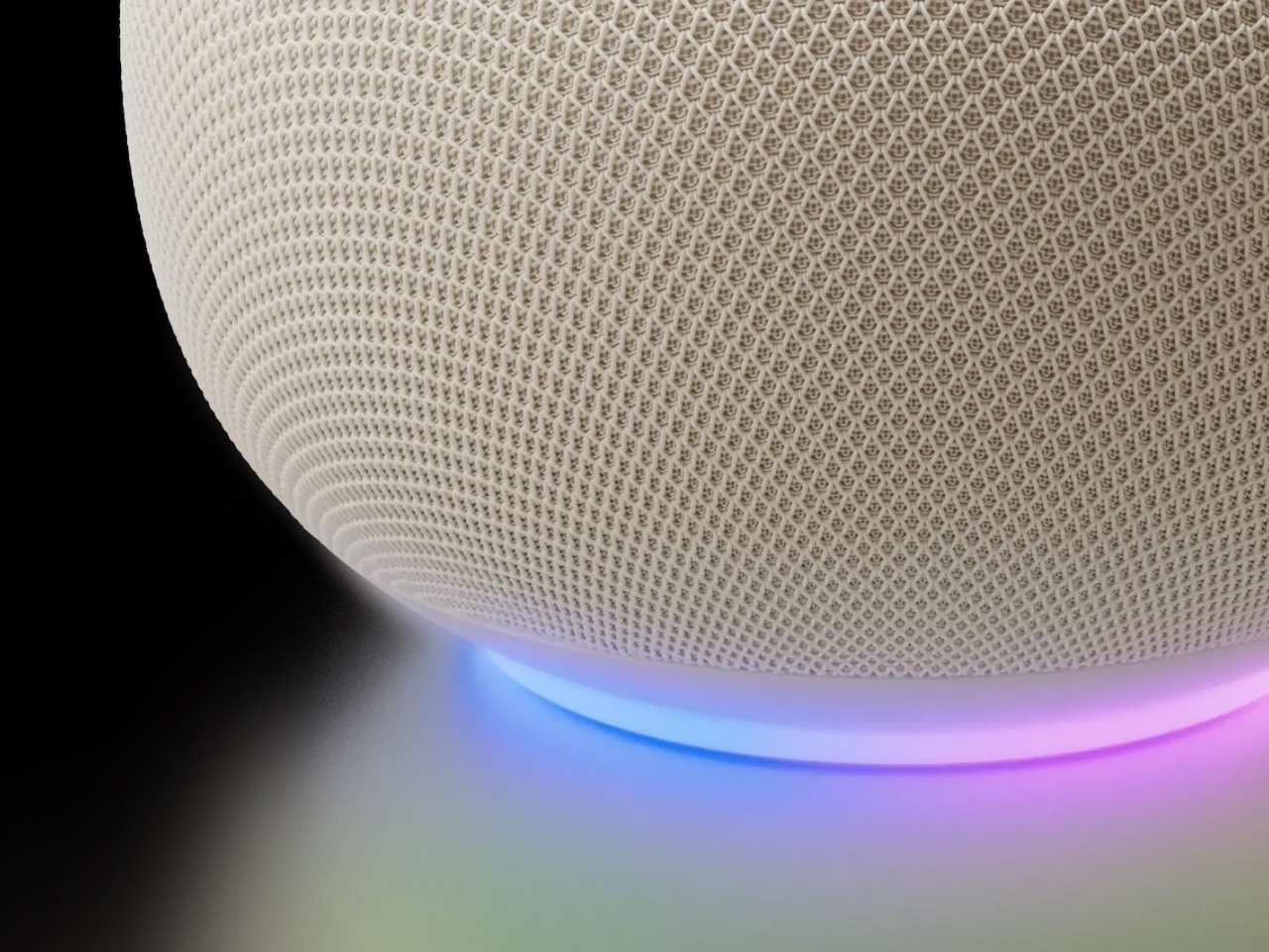 Google Home Speaker 2026 design showing fabric wrap and Gemini light ring at base