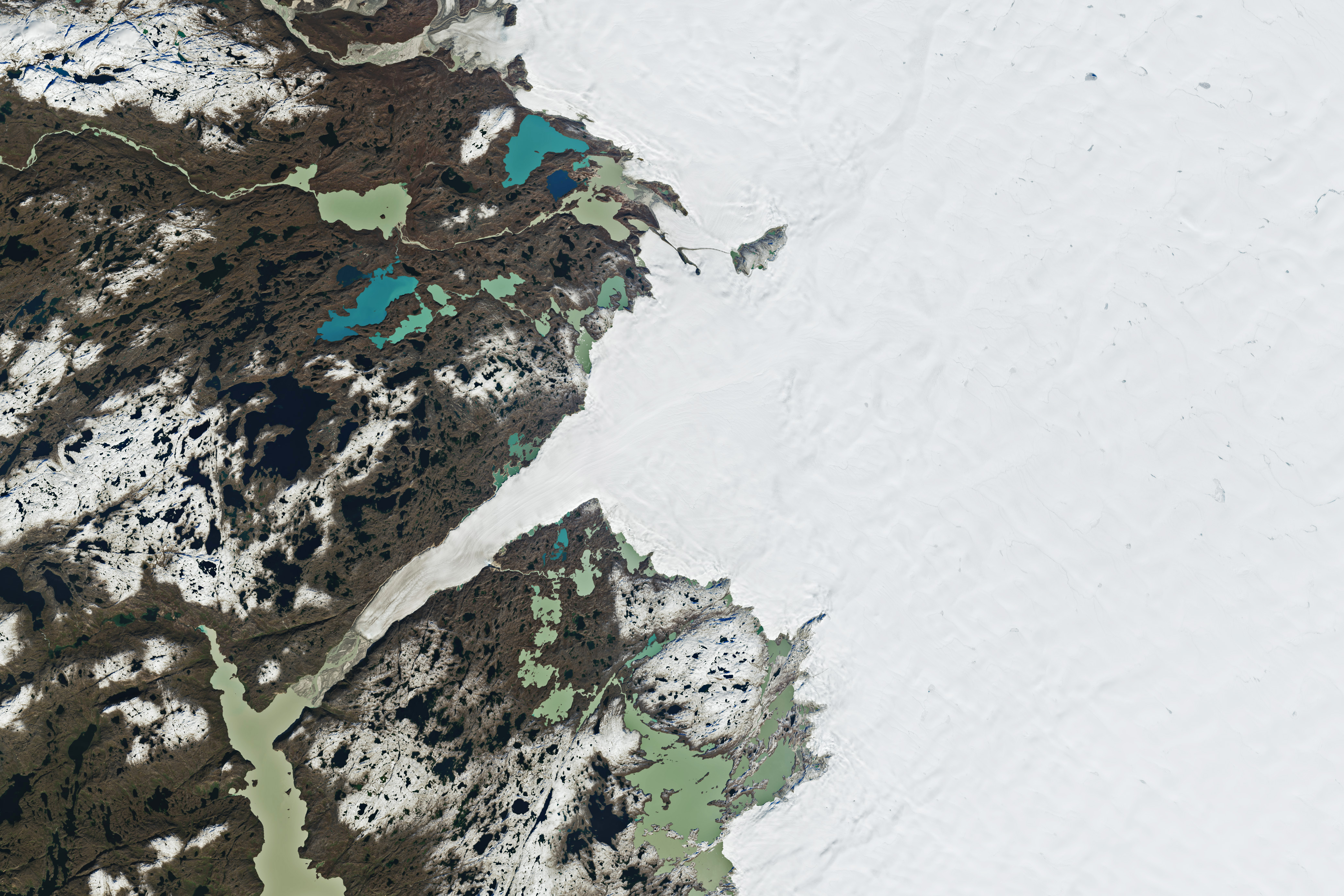 NASA Landsat 9 satellite image of the Greenland ice sheet refreshed by new snowfall after the 2025 melt season