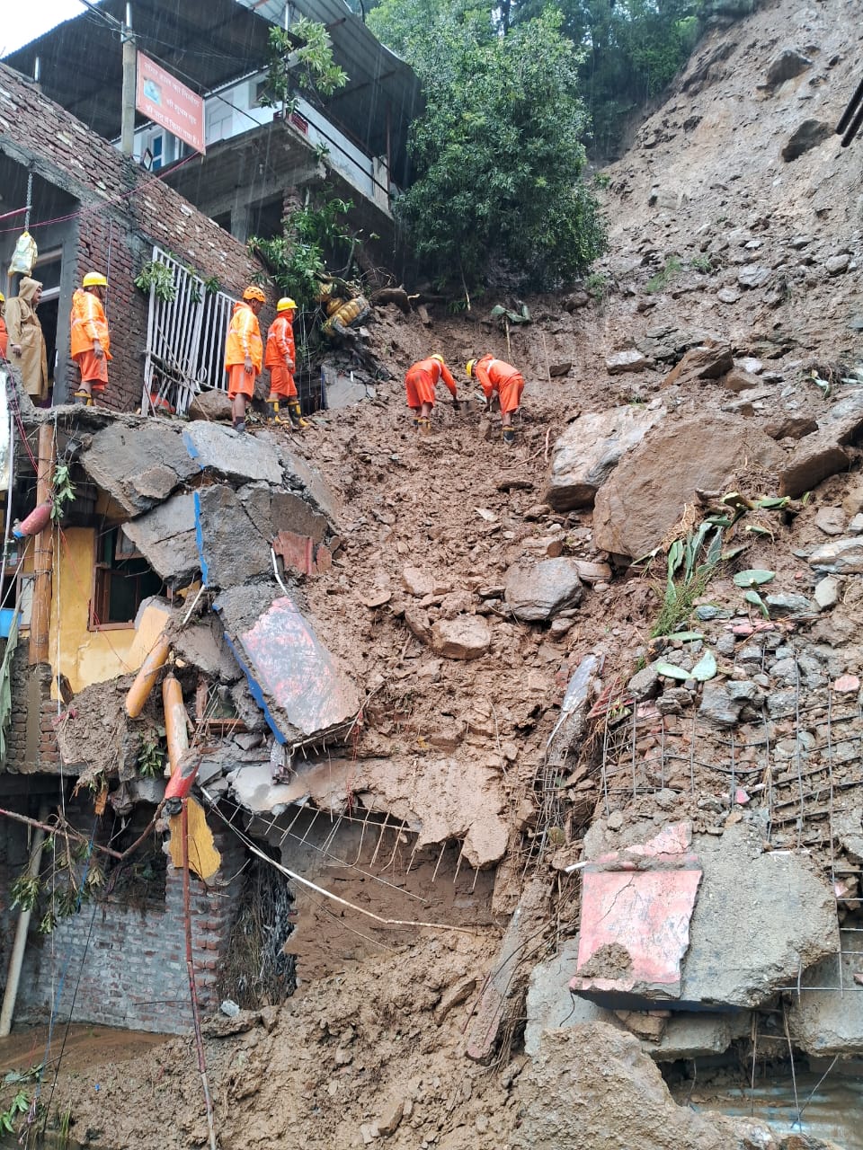 Landslide damage in Himachal Pradesh during the 2025 monsoon season that killed 360 people