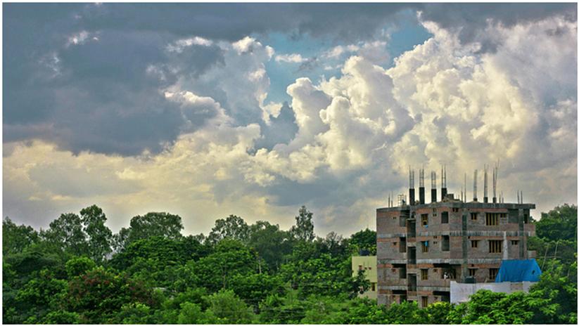 Dark monsoon clouds gathering in the sky over Hyderabad as the season approaches Telangana