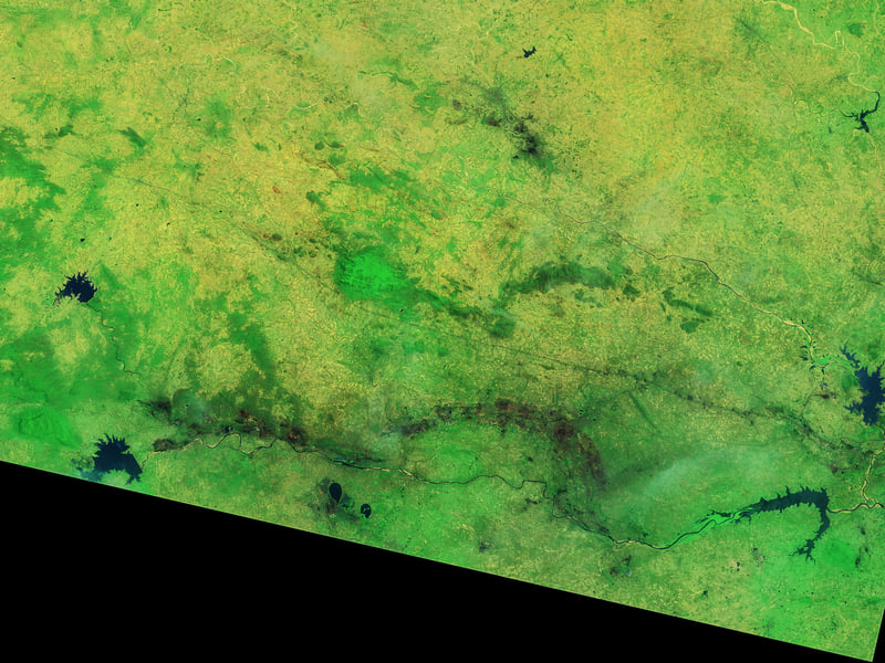 NASA Landsat satellite image of an Indian reservoir at fuller water levels