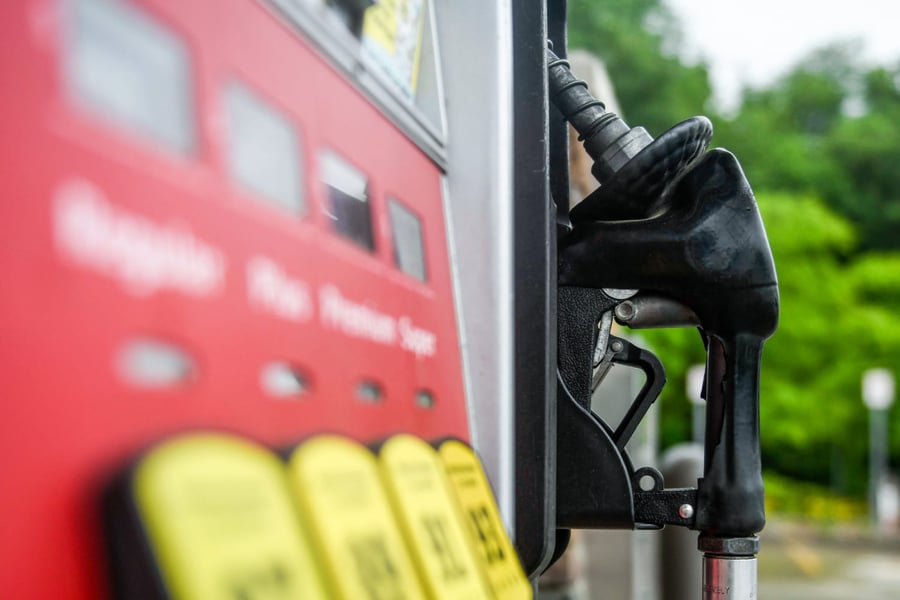 Gas station fuel pump as oil prices surge after Iran suspends US ceasefire talks