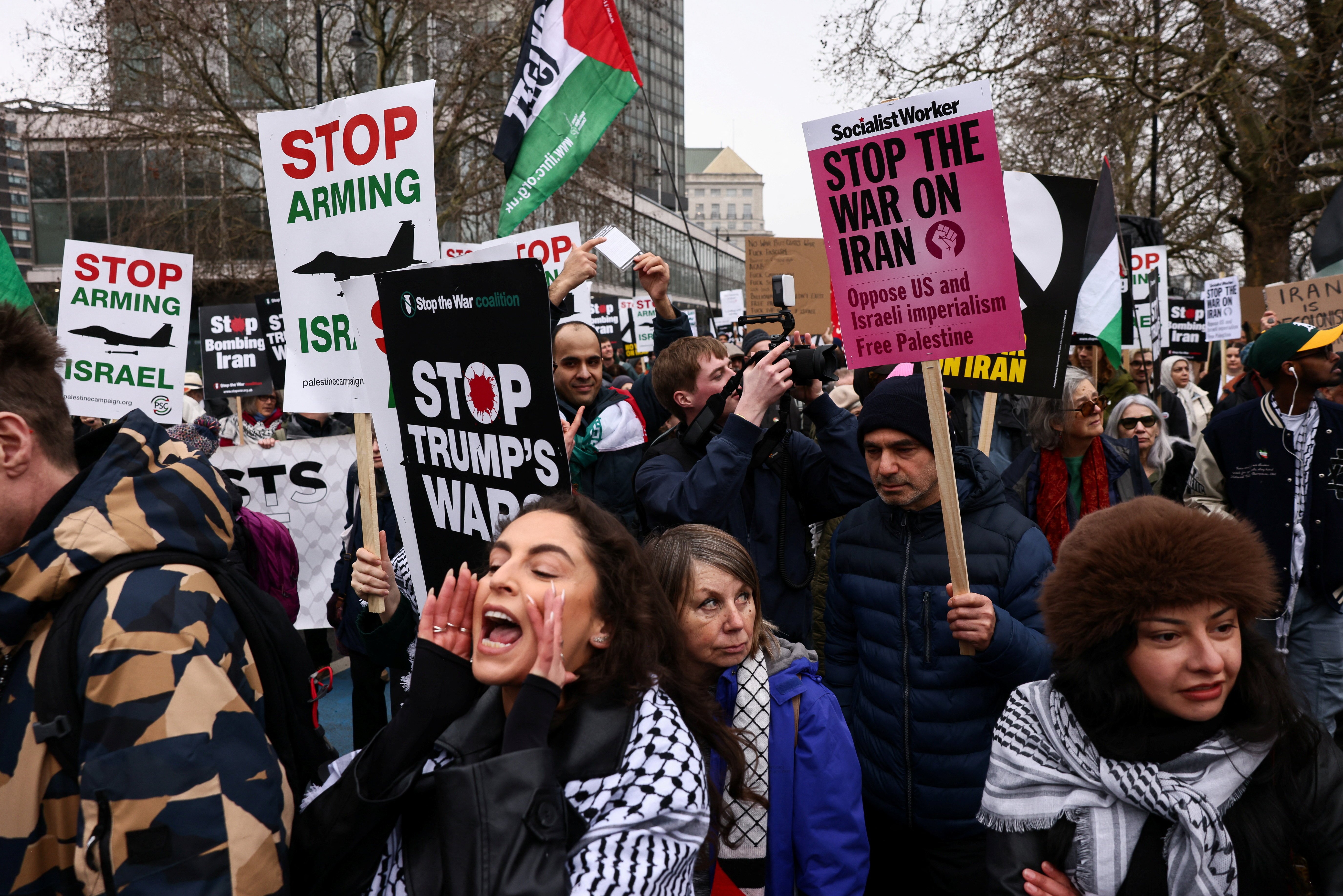 Anti-war protesters march in London in March 2026 as the Iran war drives UK economic pain and energy shortages