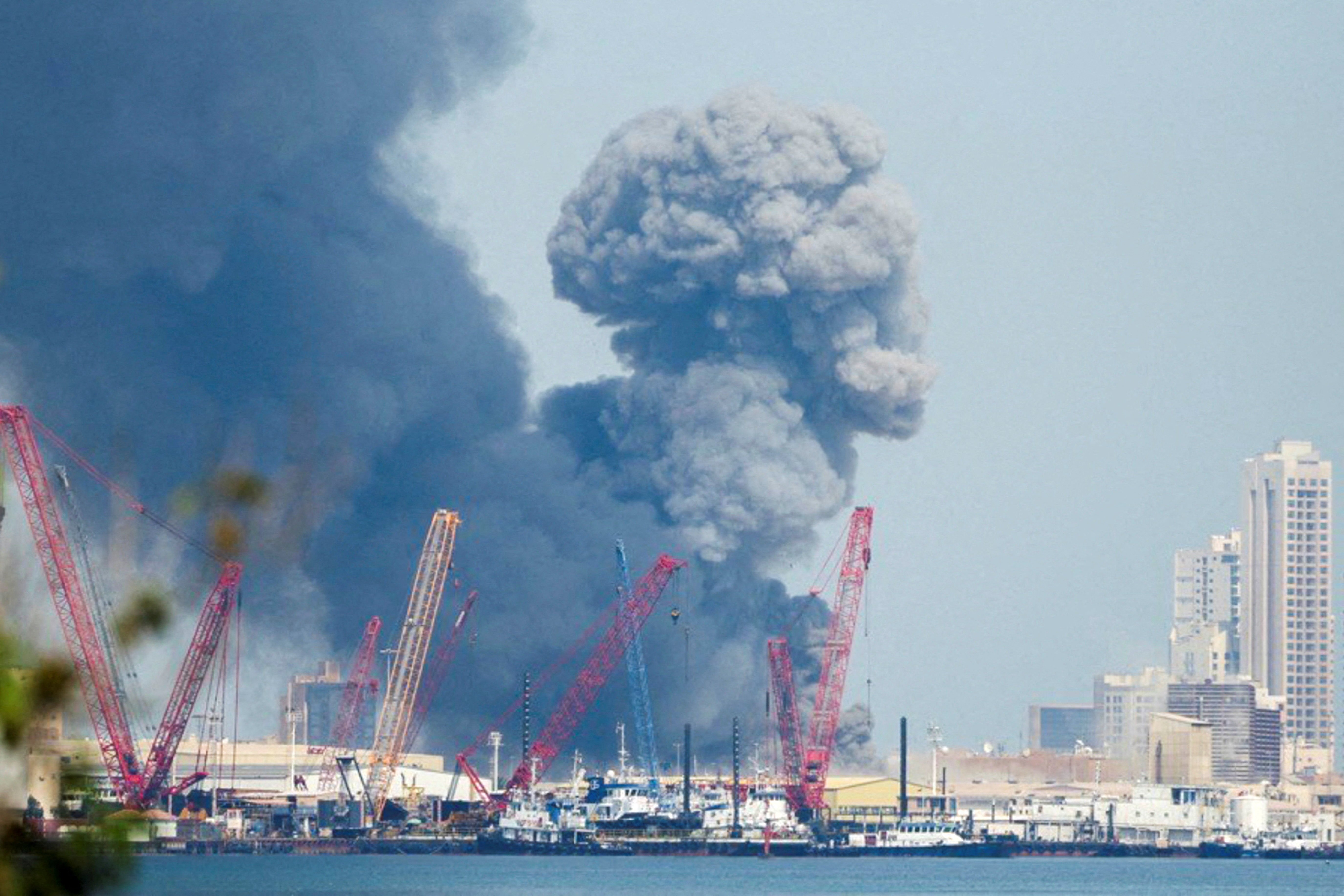 Smoke rises near Bahrain Juffair district after Iranian missile attack on US Fifth Fleet headquarters