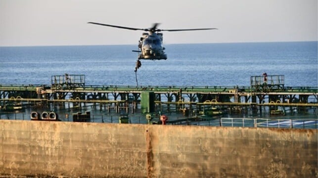 EU IRINI inspection team boards a shadow fleet tanker in the Mediterranean Sea