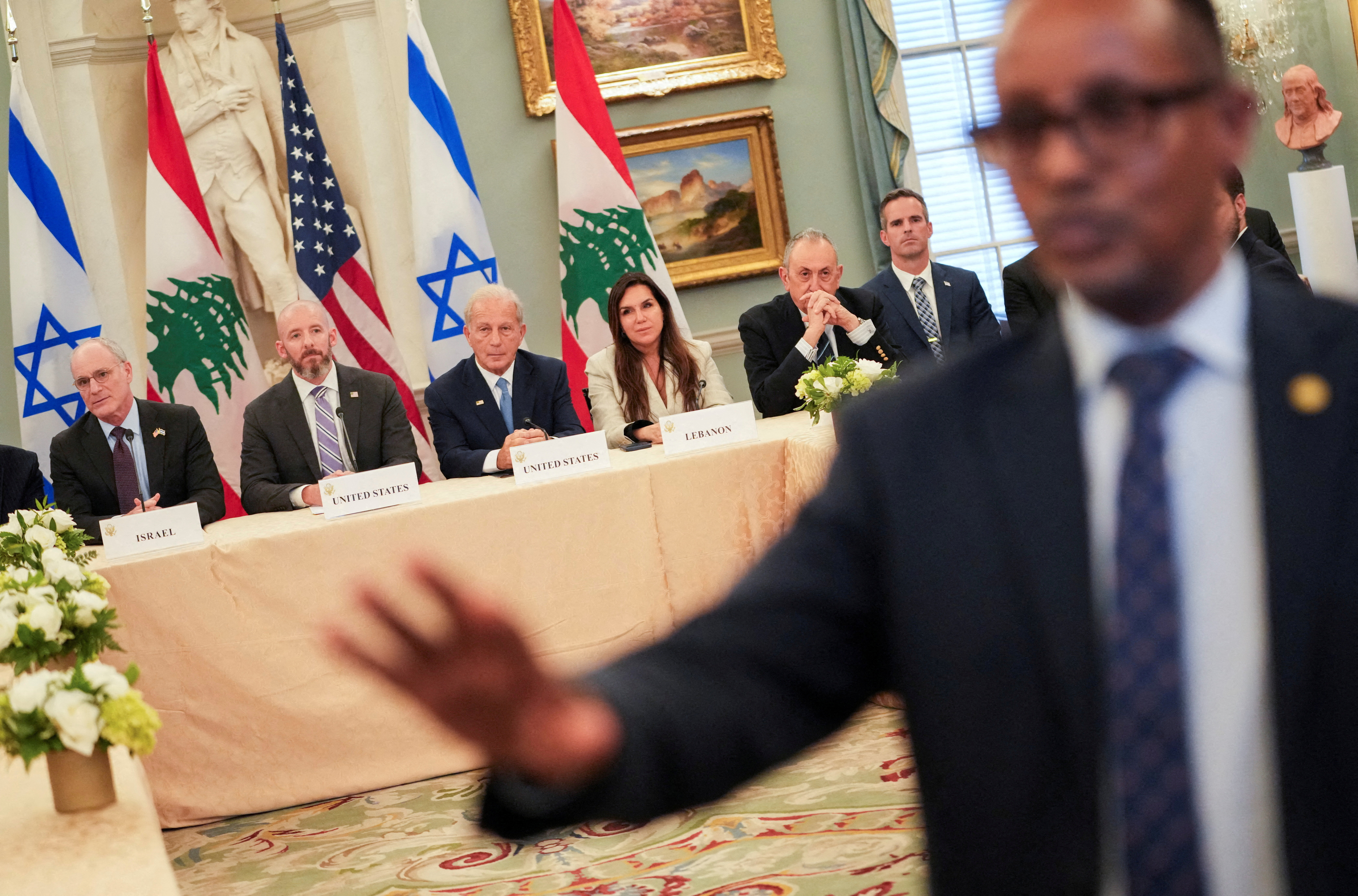 Israeli Ambassador Yechiel Leiter and Lebanese Ambassador Nada Hamadeh at State Department ceasefire talks in Washington DC on June 3 2026