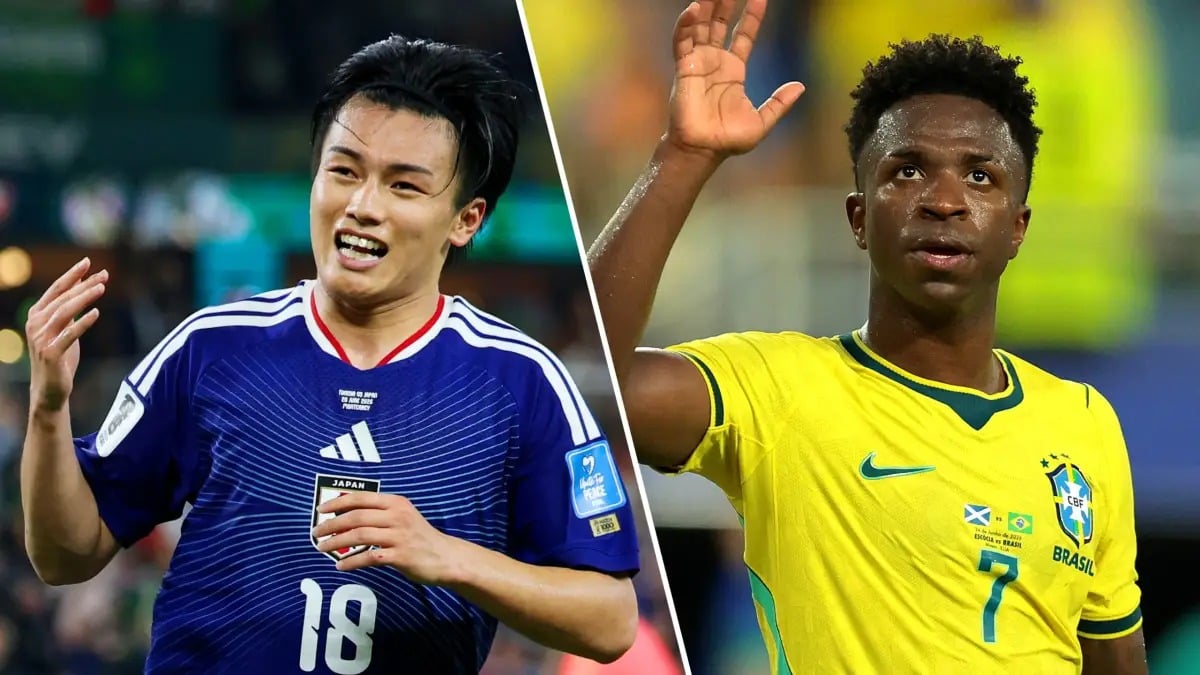 Japan and Brazil players before World Cup Round of 32 match at NRG Stadium Houston June 29 2026