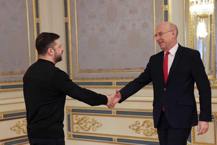 John Healey, the UK defence secretary who resigned over Keir Starmer's defence spending plan, during a visit to Kyiv