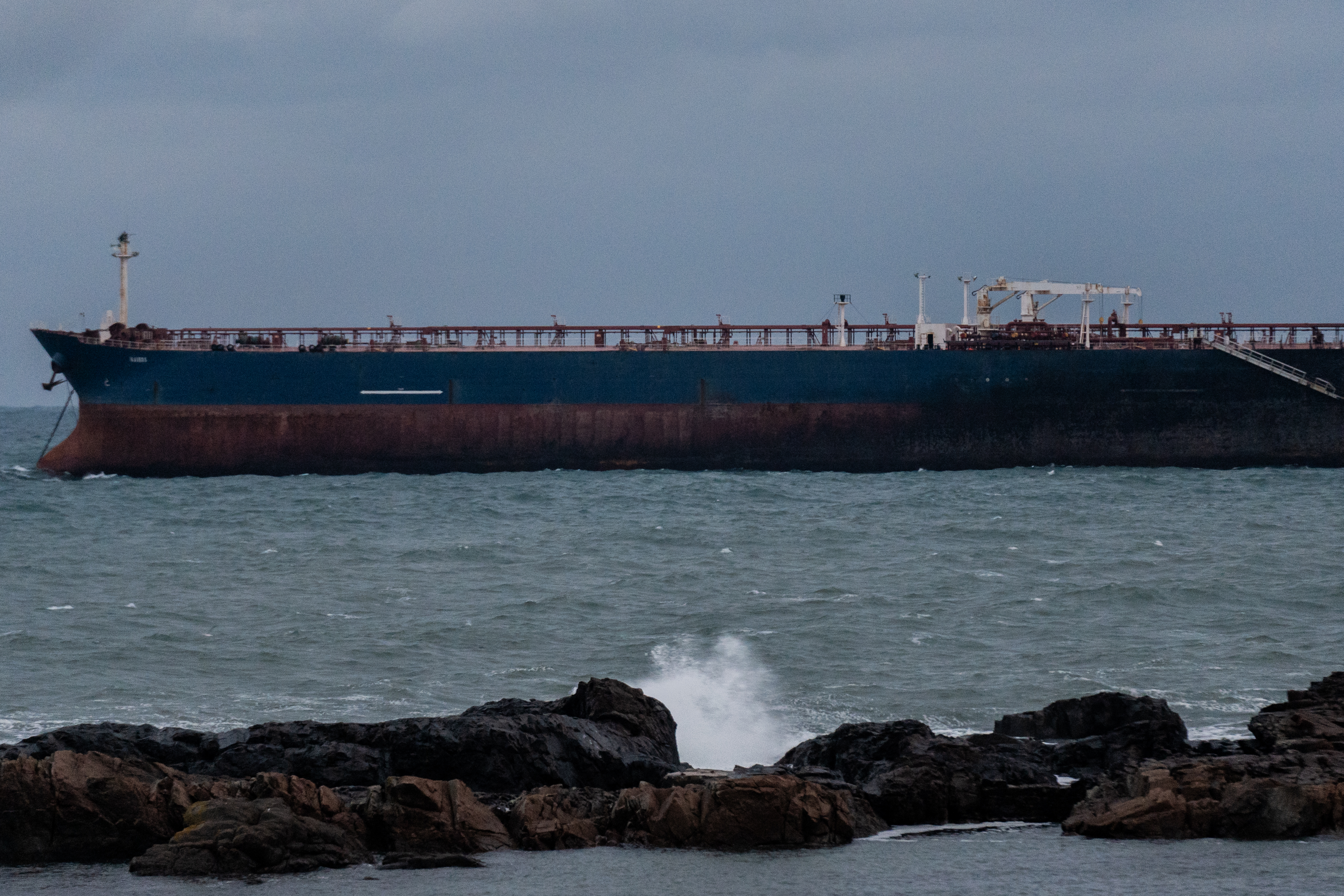 Kairos oil tanker a Gambian-flagged vessel believed to be part of Russia shadow fleet anchored December 2025