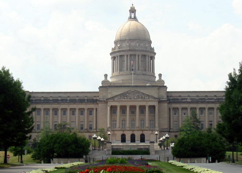 The Kentucky State Capitol building in Frankfort Kentucky where Attorney General Russell Coleman filed cases against prediction market platforms