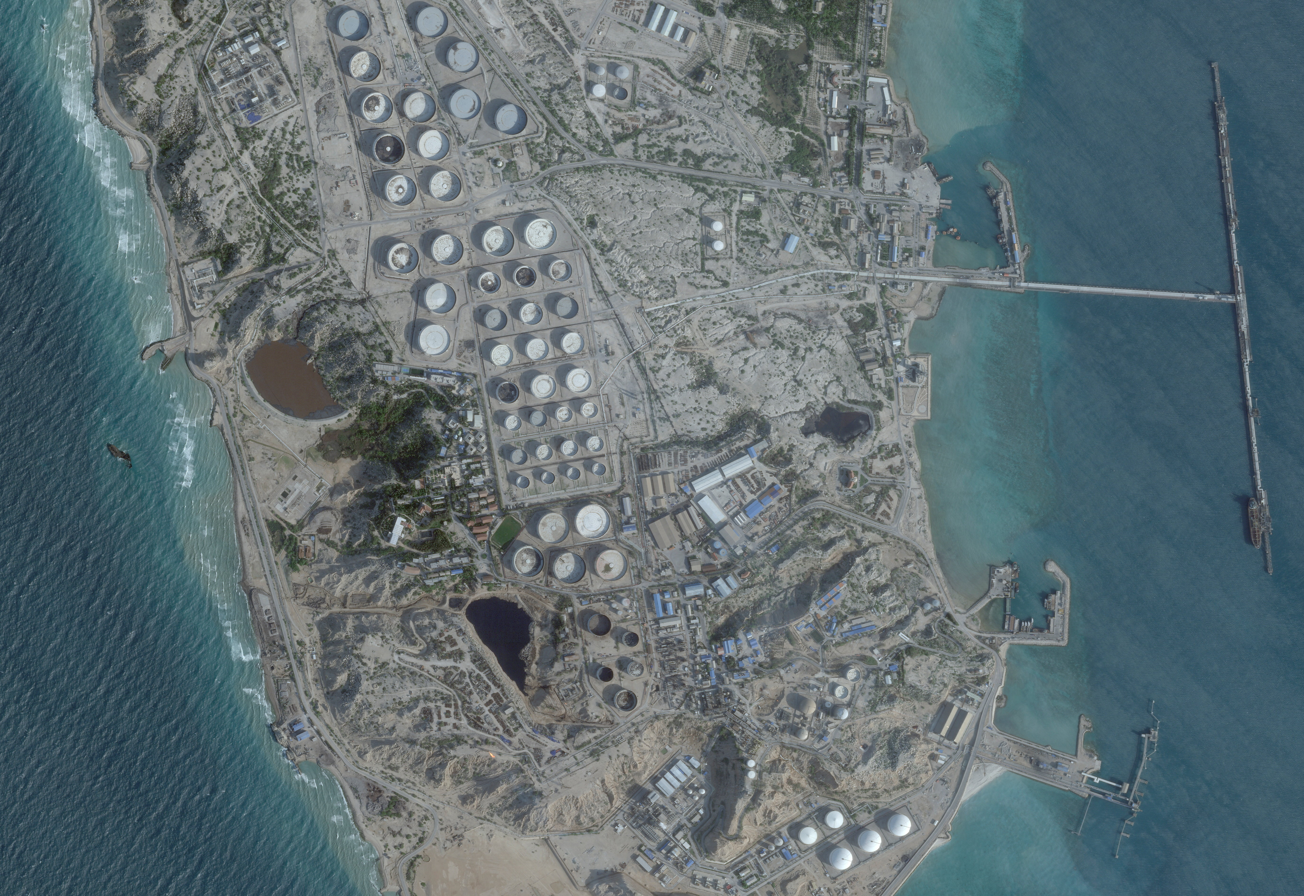 Satellite image of Kharg Island Iran oil terminal February 2026 Planet Labs Reuters