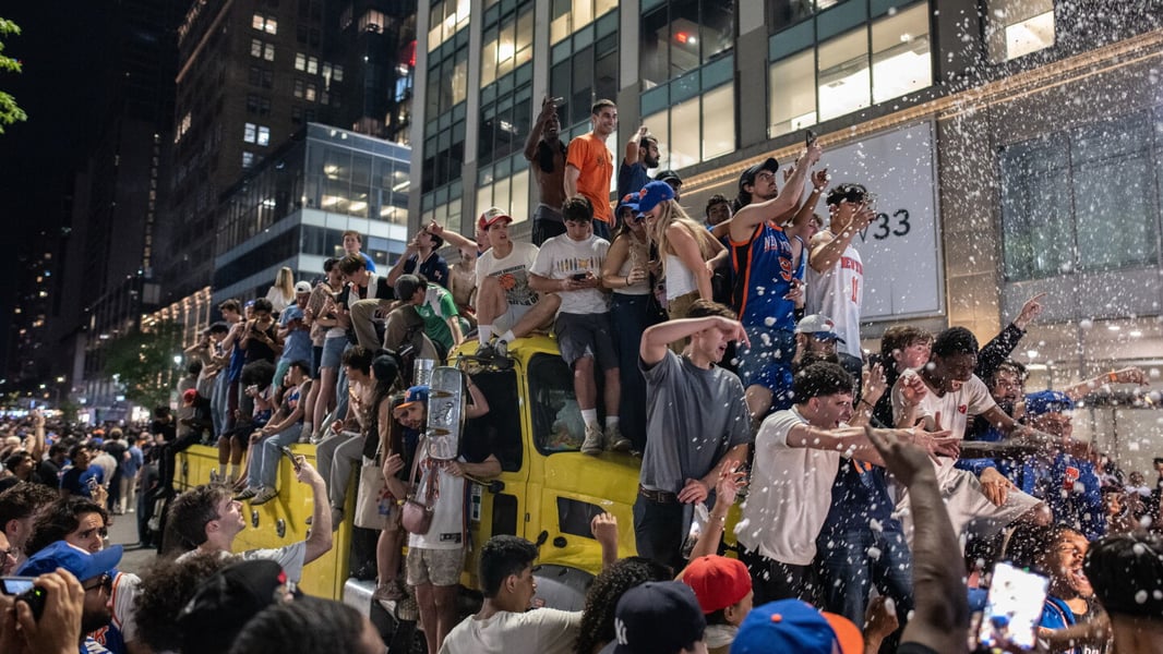 Jalen Brunson and New York Knicks celebrate 2026 NBA Championship win over San Antonio Spurs