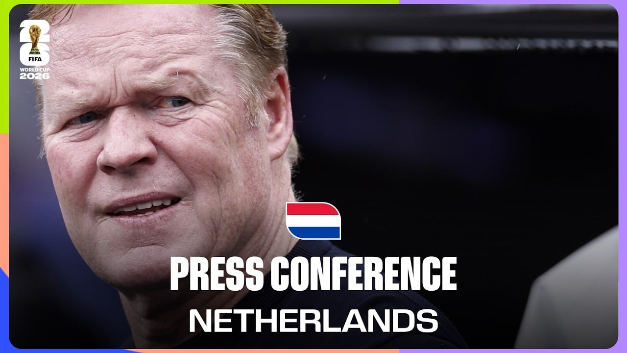 Netherlands head coach Ronald Koeman at the post-match press conference after the 3-1 win over Tunisia at the 2026 FIFA World Cup in Kansas City