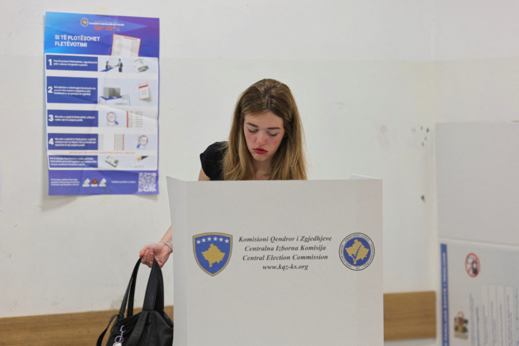 Voters cast ballots during Kosovo parliamentary election in Pristina June 7 2026