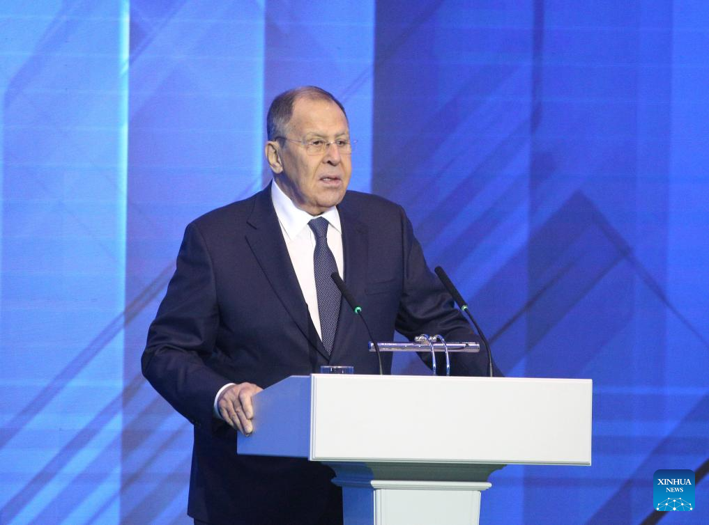 Russian Foreign Minister Sergey Lavrov speaks at the 3rd Minsk International Conference on Eurasian Security Belarus 2025