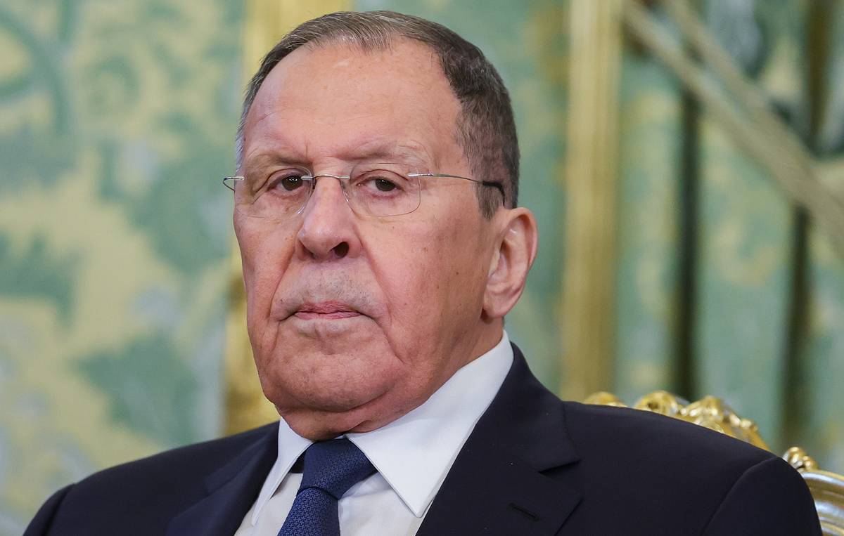 Sergey Lavrov speaking at a press conference at SPIEF 2026 in St. Petersburg