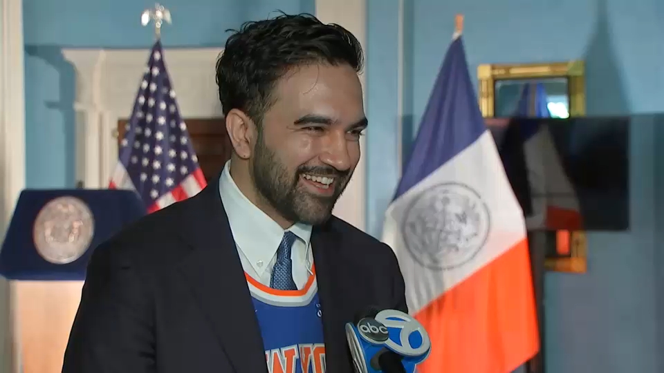 Mayor Zohran Mamdani announces details of the Knicks ticker-tape parade on June 14 2026